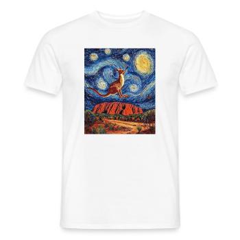 Kangeru Australia Van Gogh Style Starry Night - Men's T-Shirt - white - Front - AI Model Male 178 dark (178cm)