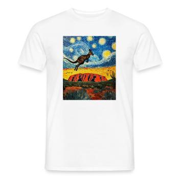 Kangeru Australia Van Gogh Style Starry Night - Men's T-Shirt - white - Front - AI Model Male 178 dark (178cm)