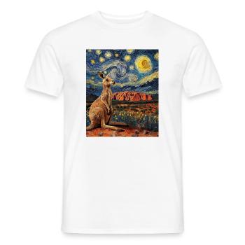 Kangeru Australia Van Gogh Style Starry Night - Men's T-Shirt - white - Front - AI Model Male 178 dark (178cm)