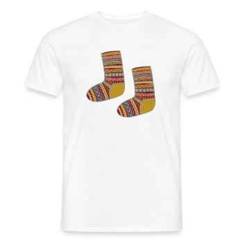 Colorful Fair Isle Patterned Socks - Men's T-Shirt - white - Front - AI Model Male 178 dark (178cm)