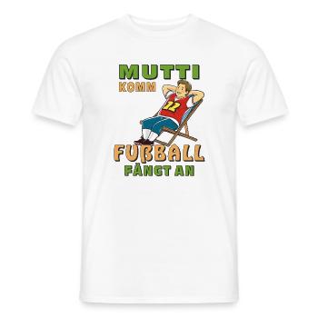 DECK CHAIR MAN MOM COME FOOTBALL STARTS - Men's T-Shirt - white - Front - AI Model Male 178 dark (178cm)