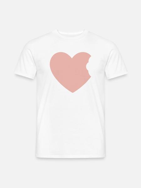 Rosa herz wo jemand abgebissen hat - Männer T-Shirt - Weiß