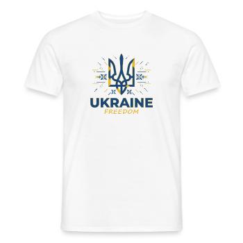 Emblème du Trident de la Liberté de l’Ukraine - T-shirt homme - blanc - Devant - AI Model Male 178 dark (178cm)