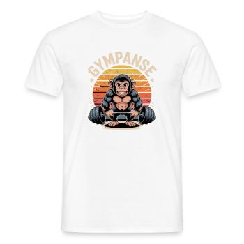 GYMPANSE Monkey Bodybuilding Power Fitness Dumbbell - Men's T-Shirt - white - Front - AI Model Male 178 dark (178cm)