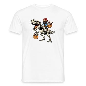 Pirate Riding Skeleton T-Rex Halloween Dinosaur - Men's T-Shirt - white - Front - AI Model Male 178 dark (178cm)
