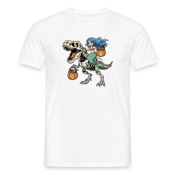 Mermaid Riding Skeleton T-Rex Halloween Dinosa - Men's T-Shirt - white - Front - AI Model Male 178 dark (178cm)