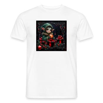 Weihnachtself in festlicher Szene - Männer T-Shirt - Weiß - Vorne - AI Model Male 178 dark (178cm)