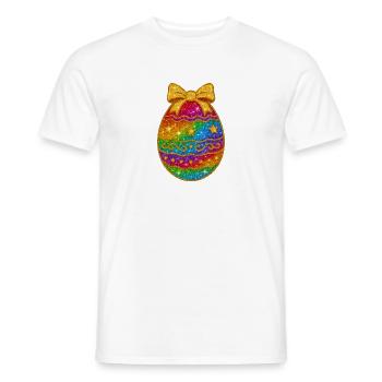 Rainbow Glitter Egg with Bow - Men's T-Shirt - white - Front - AI Model Male 178 dark (178cm)