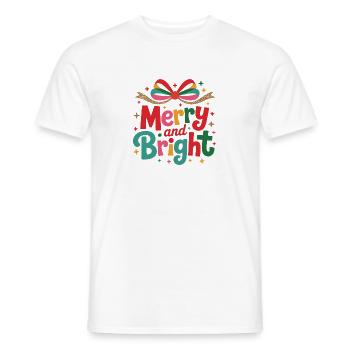 Merry and Bright Festive Bow - Men's T-Shirt - white - Front - AI Model Male 178 dark (178cm)