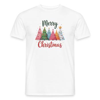 Bunte Weihnachtsbäume mit frohen Weihnachten - Männer T-Shirt - Weiß - Vorne - AI Model Male 178 dark (178cm)