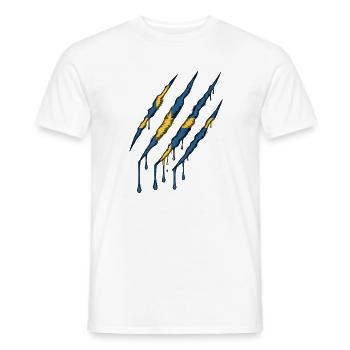 Sweden Flag Claw Grunge Sverige Scratch Trace - Men's T-Shirt - white - Front - AI Model Male 178 dark (178cm)