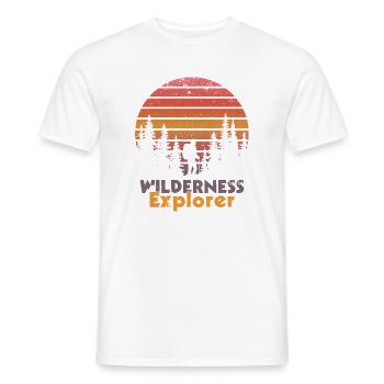 Outdoor Explorer Retro Hiking Nature Motif - Men's T-Shirt - white - Front - AI Model Male 178 dark (178cm)