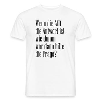 Question - Men's T-Shirt - white - Front - AI Model Male 178 dark (178cm)