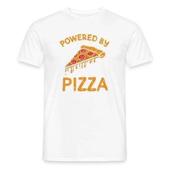 Powered by Pizza Funny Food T-Shirt - Men's T-Shirt - white - Front - AI Model Male 178 dark (178cm)