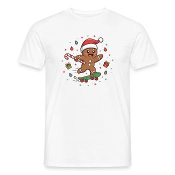 Funny Christmas Skateboard Baking - Men's T-Shirt - white - Front - AI Model Male 178 dark (178cm)