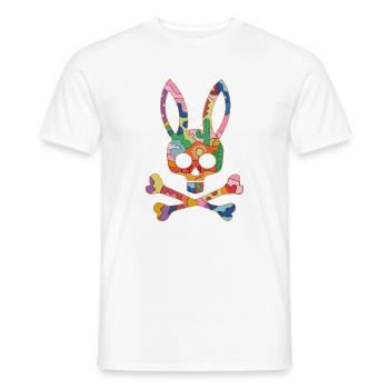 Regenbogen Totenkopf Hase Aufnäher - Männer T-Shirt - Weiß - Vorne - AI Model Male 178 dark (178cm)
