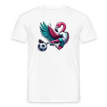 Flamingo Footballer 11 Acrobatic Kick - Men's T-Shirt - white - Front - AI Model Male 178 dark (178cm)