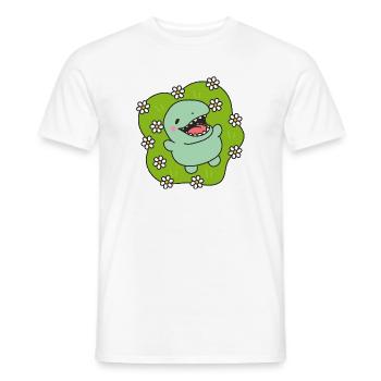 Happy Dinosaur in Spring - Men's T-Shirt - white - Front - AI Model Male 178 dark (178cm)