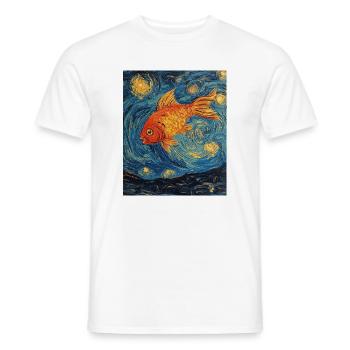 Poisson rouge poisson style Van Gogh nuit étoilée - T-shirt homme - blanc - Devant - AI Model Male 178 dark (178cm)