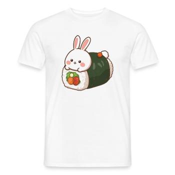 Panda Sushi – Peinture à l’huile style anime - T-shirt homme - blanc - Devant - AI Model Male 178 dark (178cm)