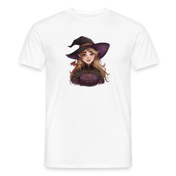 Fantasy Hexe mit Drachen auf der Schulter - Männer T-Shirt - Weiß - Vorne - AI Model Male 178 dark (178cm)