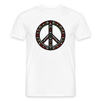 Peace in Palestine Geometric Tribal Green Red - Men's T-Shirt - white - Front - AI Model Male 178 dark (178cm)