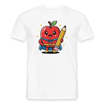 Lehrer Cartoon Obst mit Bleistift - Männer T-Shirt - Weiß - Vorne - AI Model Male 178 dark (178cm)