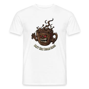 Tasse de café en colère avant le café - T-shirt homme - blanc - Devant - AI Model Male 178 dark (178cm)
