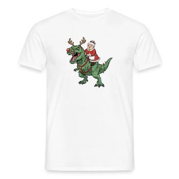 Mrs. Claus reitet T-Rex Lustiger Weihnachtsdinosau - Männer T-Shirt - Weiß - Vorne - AI Model Male 178 dark (178cm)