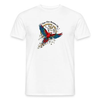 Time parrot in steampunk style - Men's T-Shirt - white - Front - AI Model Male 178 dark (178cm)