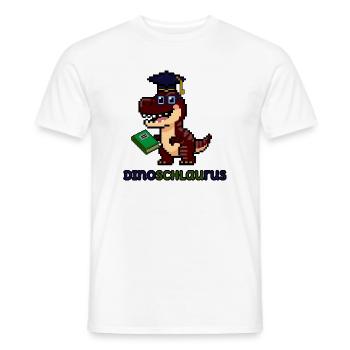 DinoSCHLAUrus - Pixel Art Dinosaurier mit Buch 🦖 - Männer T-Shirt - Weiß - Vorne - AI Model Male 178 dark (178cm)