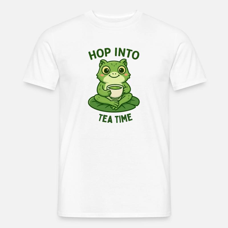 Frosch Teezeit Matcha Illustration Design  - Männer T-Shirt - Weiß