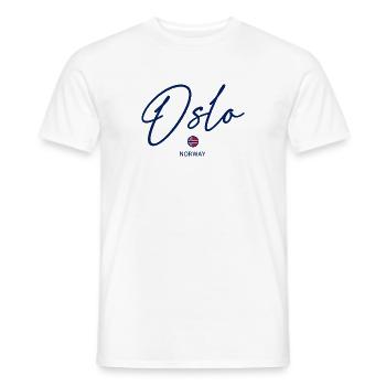 Oslo - Norway Flag - Lettering - Norge - Norwegen - Men's T-Shirt - white - Front - AI Model Male 178 dark (178cm)