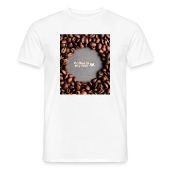 Coffee is my fuel – Funny Coffee Quote - Men's T-Shirt - white - Front - AI Model Male 178 dark (178cm)