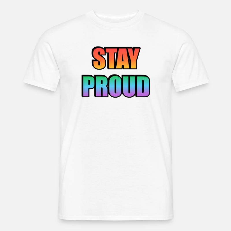 Stay Proud Gradient Text Design - Männer T-Shirt - Weiß