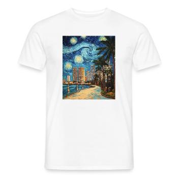 Miami Beach Florida Van Gogh Starry Night - Men's T-Shirt - white - Front - AI Model Male 178 dark (178cm)
