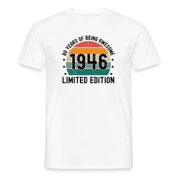 80 ans d’être génial 1946 Édition limitée - T-shirt homme - blanc - Devant - AI Model Male 178 dark (178cm)