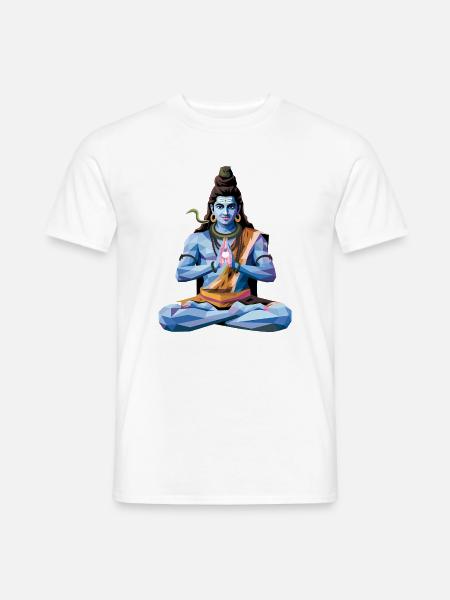 Shiva - Cooles Low Poly Logo der indischen Mythologie - Männer T-Shirt - Weiß