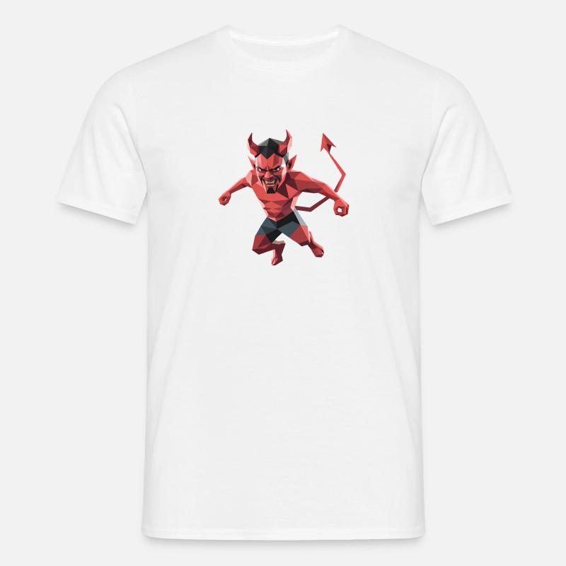 Devil - Cooles Low-Poly-Logo - Männer T-Shirt - Weiß