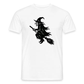 Halloween-Hexe auf Besen Silhouette - Männer T-Shirt - Weiß - Vorne - AI Model Male 178 dark (178cm)