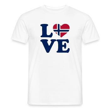 Love - Norway Flag - Norge - Norwegen - Men's T-Shirt - white - Front - AI Model Male 178 dark (178cm)