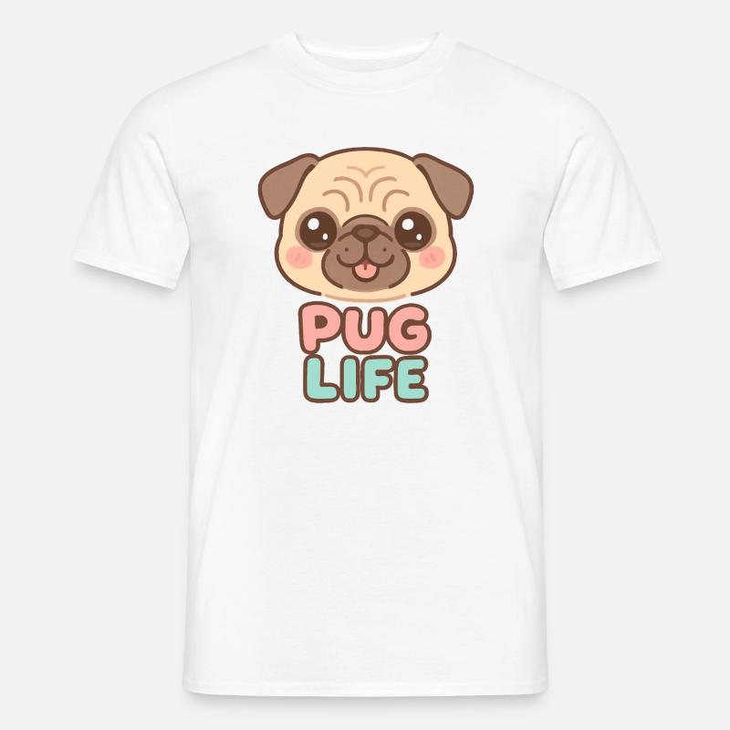 Kawaii Mops Hund - Mops Leben - Männer T-Shirt - Weiß