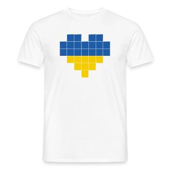 Pixel Heart Ukraine Flag - Men's T-Shirt - white - Front - AI Model Male 178 dark (178cm)