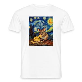Souris mange du fromage Nuit étoilée à la Van Gogh - T-shirt homme - blanc - Devant - AI Model Male 178 dark (178cm)