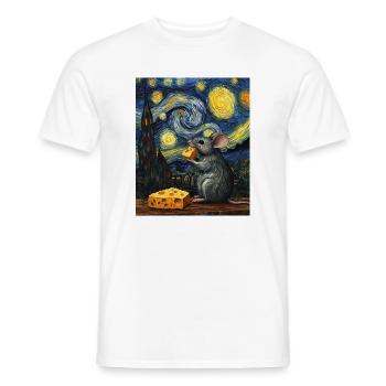 Souris mange du fromage Nuit étoilée à la Van Gogh - T-shirt homme - blanc - Devant - AI Model Male 178 dark (178cm)