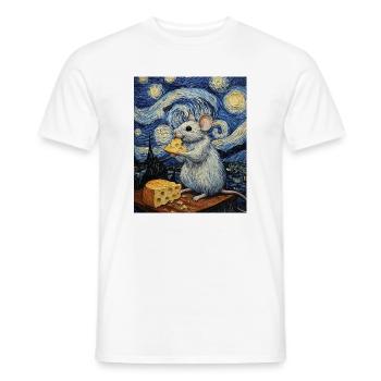 Souris mange du fromage Nuit étoilée à la Van Gogh - T-shirt homme - blanc - Devant - AI Model Male 178 dark (178cm)