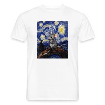 Souris mange du fromage Nuit étoilée à la Van Gogh - T-shirt homme - blanc - Devant - AI Model Male 178 dark (178cm)