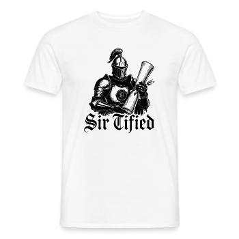 Sir Tified Knight Funny Renaissance Faire Men LARP - Männer T-Shirt - Weiß - Vorne - AI Model Male 178 dark (178cm)