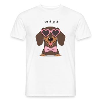 Dachshund I Woof You Valentine's Day Design - Men's T-Shirt - white - Front - AI Model Male 178 dark (178cm)
