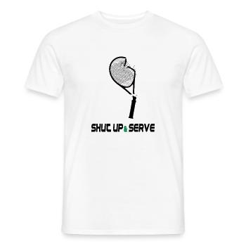Shut Up & Serve – Lustiges Tennis Design - Männer T-Shirt - Weiß - Vorne - AI Model Male 178 dark (178cm)